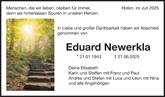 Traueranzeige von Eduard Newerkla von Schwäbische Post