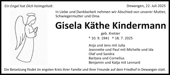 Traueranzeige von Gisela Käthe Kindermann von Schwäbische Post