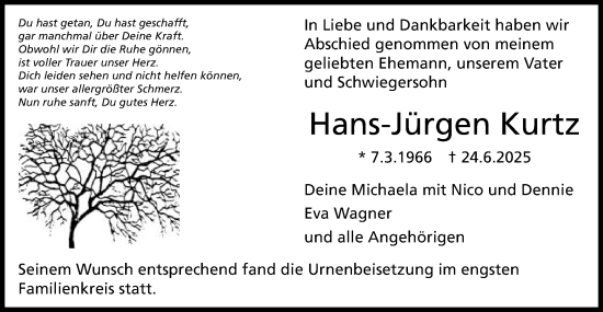 Traueranzeige von Hans-Jürgen Kurtz von Schwäbische Post
