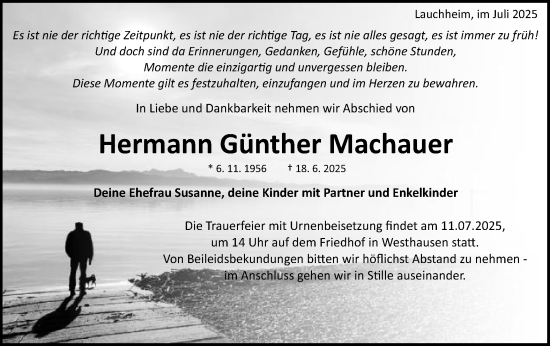 Traueranzeige von Hermann Günther Machauer von Schwäbische Post