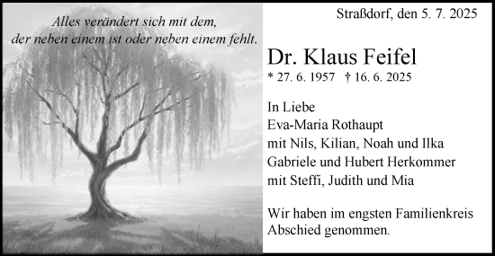 Traueranzeige von Klaus Feifel von Gmünder Tagespost