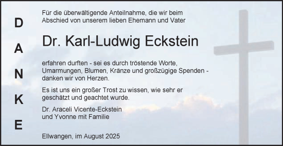 Traueranzeige von Karl-Ludwig Eckstein von Schwäbische Post