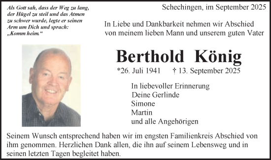 Traueranzeige von Berthold König von Gmünder Tagespost