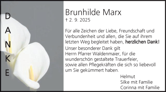 Traueranzeige von Brunhilde Marx von Gmünder Tagespost
