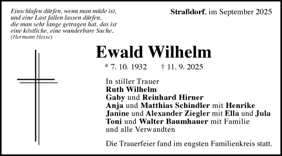 Traueranzeige von Ewald Wilhelm von Gmünder Tagespost