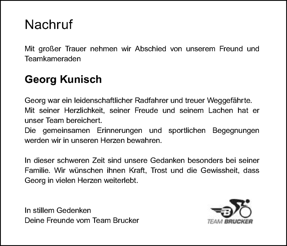  Traueranzeige für Georg Kunisch vom 05.09.2025 aus Schwäbische Post