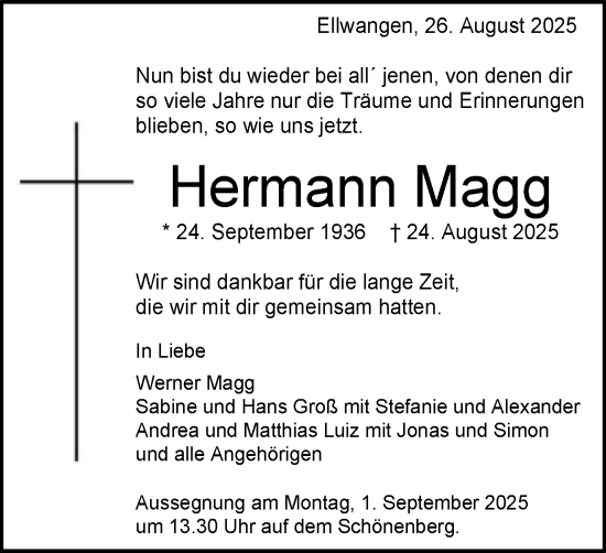 Traueranzeige von Hermann Magg von Schwäbische Post