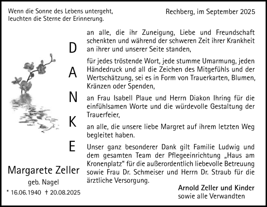 Traueranzeige von Margarete Zeller von Gmünder Tagespost