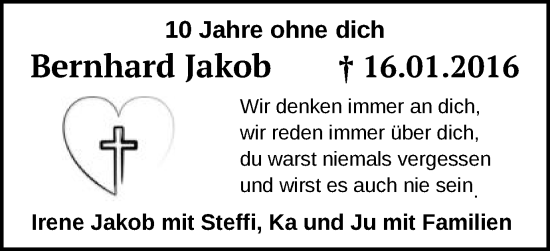 Traueranzeige von Bernhard Jakob von Schwäbische Post