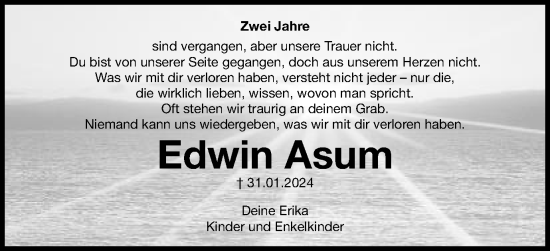 Traueranzeige von Edwin Asum von Schwäbische Post