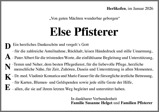 Traueranzeige von Else Pfisterer von Gmünder Tagespost