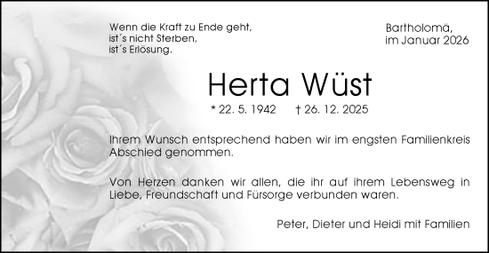 Traueranzeige von Herta Wüst von Gmünder Tagespost