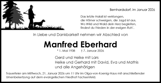 Traueranzeige von Manfred Eberhard von Schwäbische Post