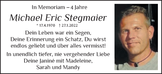 Traueranzeige von Michael Eric Stegmaier von Gmünder Tagespost