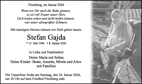 Traueranzeige von Stefan Gajda von Schwäbische Post