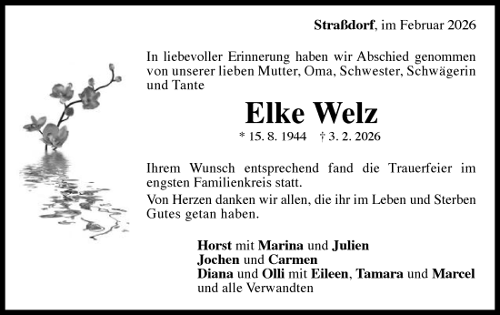 Traueranzeige von Elke Welz von Gmünder Tagespost