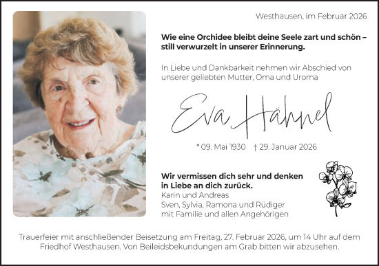 Traueranzeige von Eva Hähn von Schwäbische Post