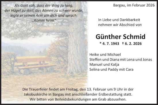 Traueranzeige von Günther Schmid von Gmünder Tagespost