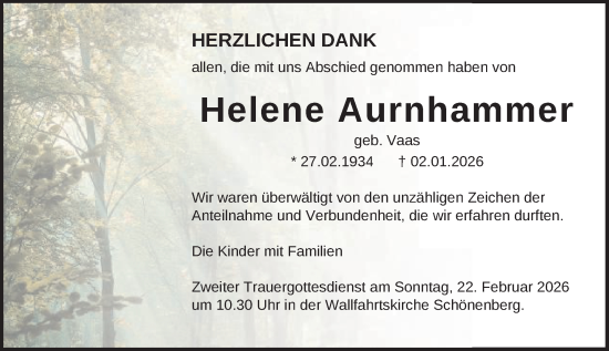 Traueranzeige von Helene Aurnhammer von Schwäbische Post