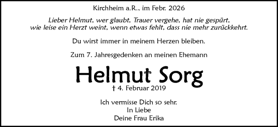 Traueranzeige von Helmut Sorg von Schwäbische Post
