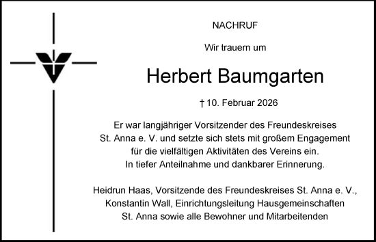 Traueranzeige von Herbert Baumgarten von Gmünder Tagespost
