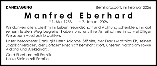 Traueranzeige von Manfred Eberhard von Schwäbische Post