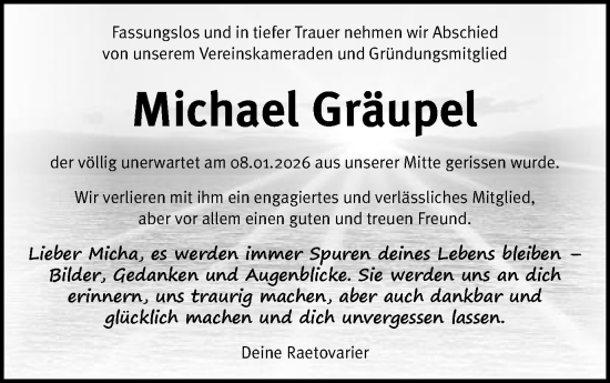 Traueranzeige von Michael Gräupel von Schwäbische Post