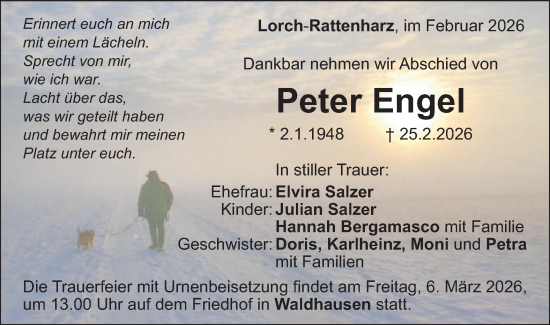 Traueranzeige von Peter Engel von Gmünder Tagespost