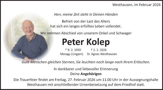 Traueranzeige von Peter Kolep von Schwäbische Post