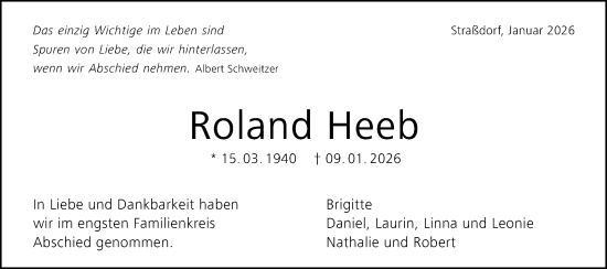 Traueranzeige von Roland Heeb von Gmünder Tagespost
