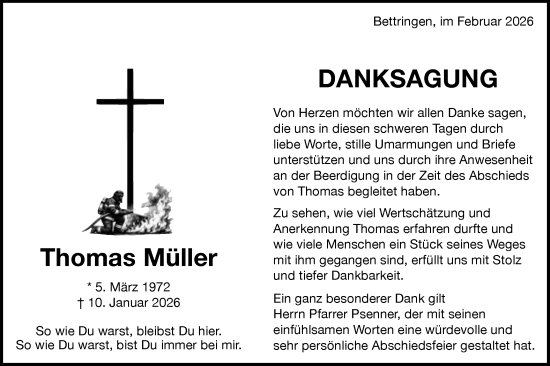 Traueranzeige von Thomas Müller von Gmünder Tagespost