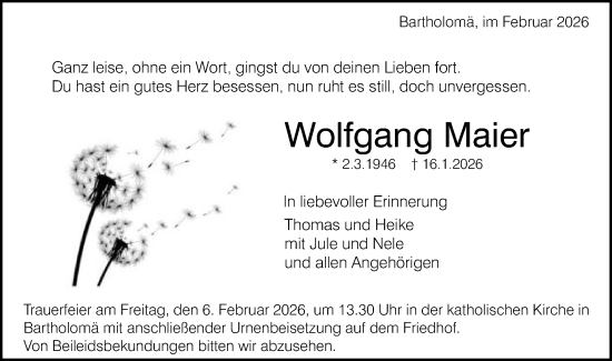 Traueranzeige von Wolfgang Maier von Gmünder Tagespost