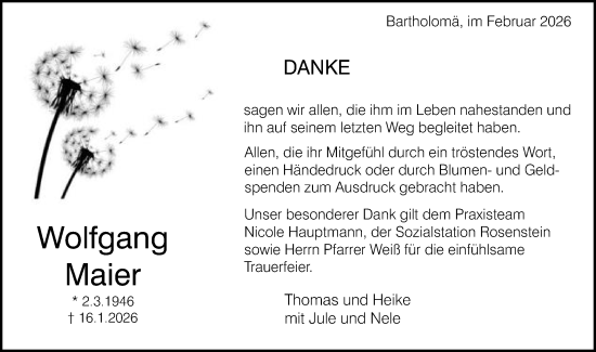 Traueranzeige von Wolfgang Maier von Gmünder Tagespost